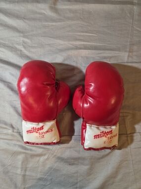 Milton Red Boxing Gloves with White Cuffs